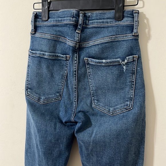 Agolde Dark Wash Distressed Sophie Skinny High Rise Denim Jeans Size 25 - Picture 9 of 11